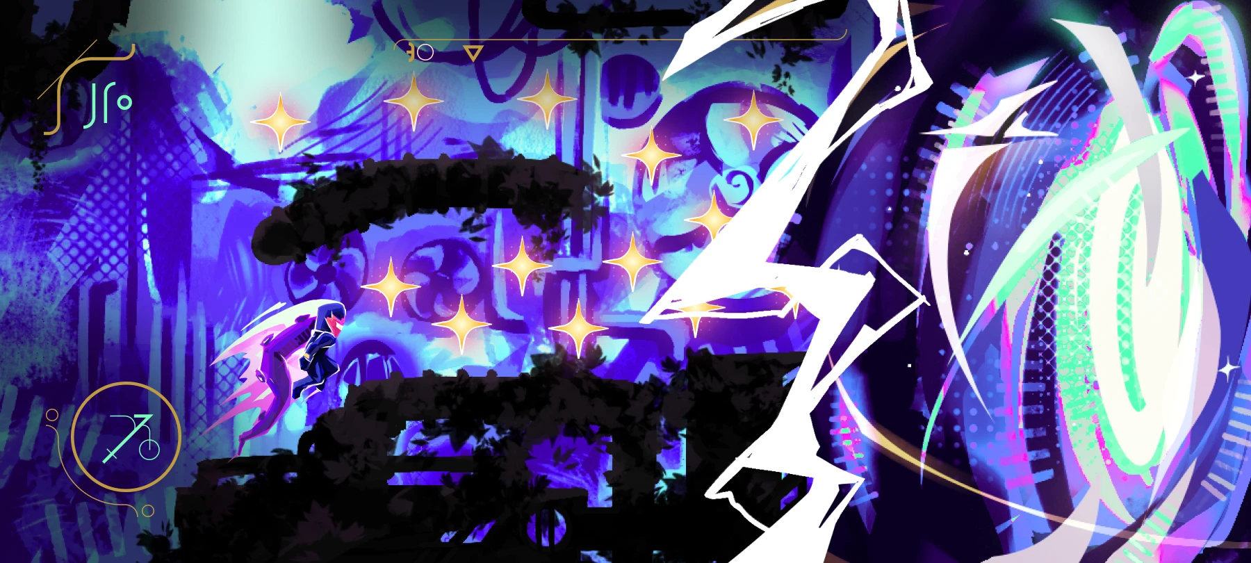 Screenshot auf dem Spiel, der die wichtigsten Elemente des Spiels zeigt