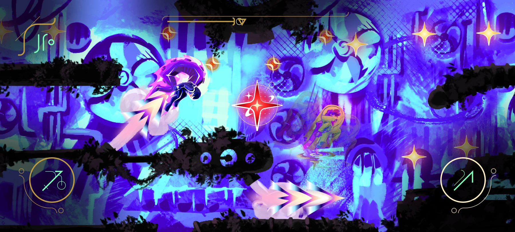 Screenshot aus dem Spiel, der das Aufholen und Einholen des Gegenspielers zeigt