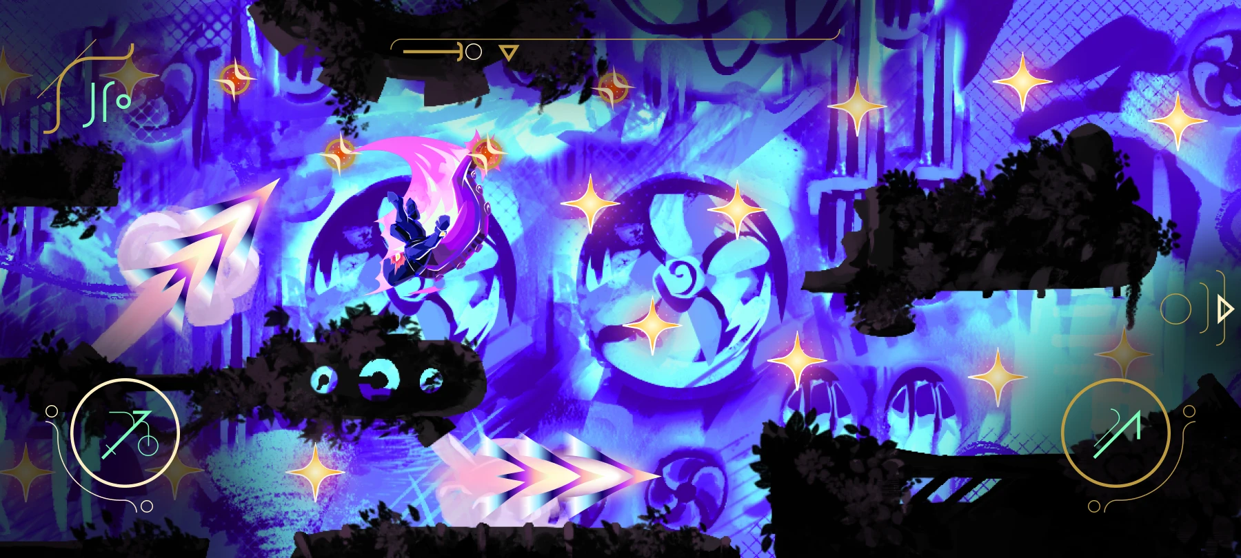 Screenshot from the game, showing the movement through the parcour